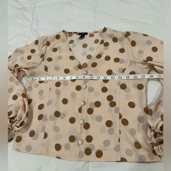 Ann Taylor Factory XSP, peach with gray & brown dot print. EXCELLENT cond. - Picture 5 of 8